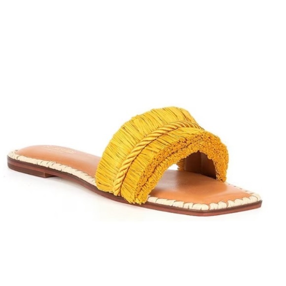 Antonio Melani - The Nat Note Braided Raffia Yellow Flat Slide On Sandal Size 10 - Picture 1 of 16